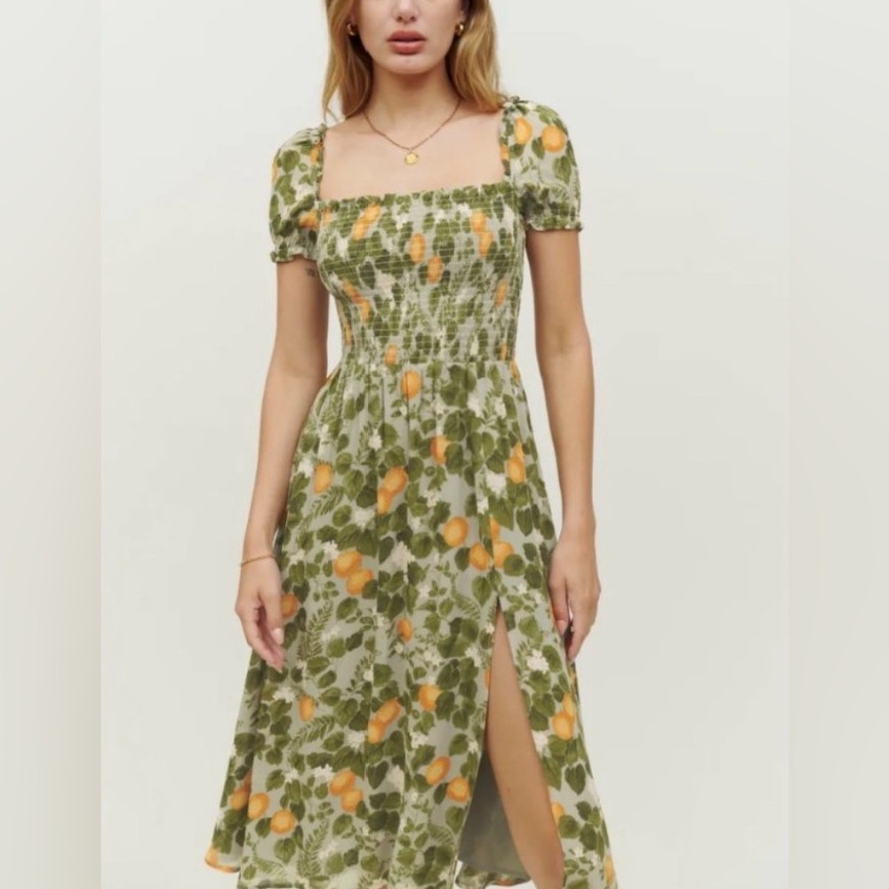 Reformation Inka Dress in Orange Grove Size XS - Picture 4 of 16